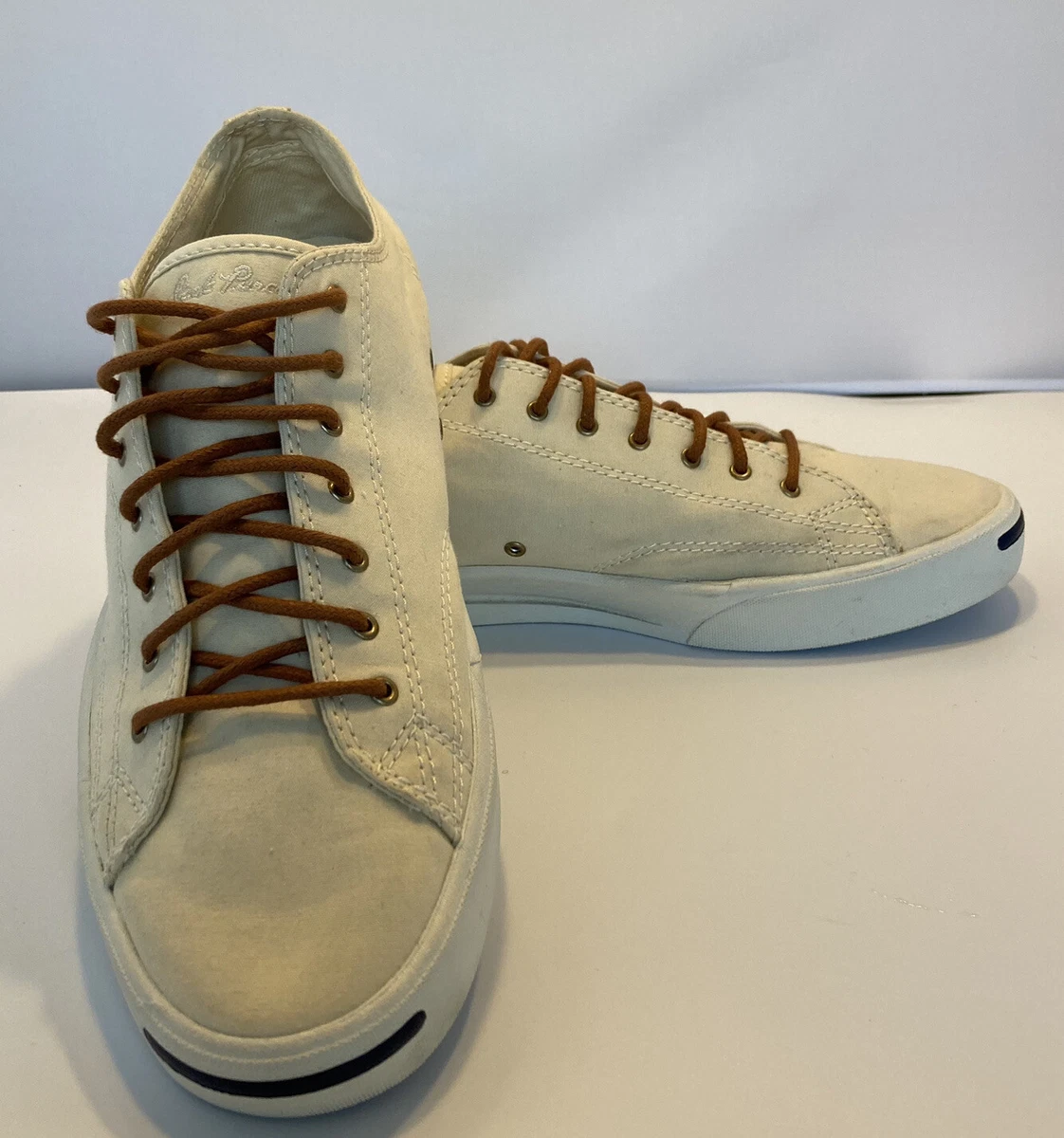 Converse Jack Purcell Unisex Cream Canvas Lace Up Casual Shoes 9