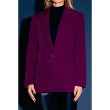 Endless Rose Blazer Purple Crepe Pockets One-Button Notch Collar Sz M