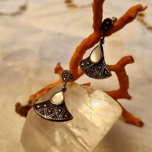 Prix De Gros En Ligne Au Royaume Uni Boucles D Oreilles Argent Nacre Et Marcassites Style Art Deco Acheter En Ligne Le Moins Cher Tpi Com Tr