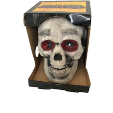 New Halloween Skull Scary Sounds  Lights NIB Works Decoration