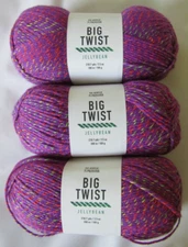 Big Twist Jelly Bean Yarn Lot of 3 Berry Blast 218 Yards #4 Weight 3 Pack