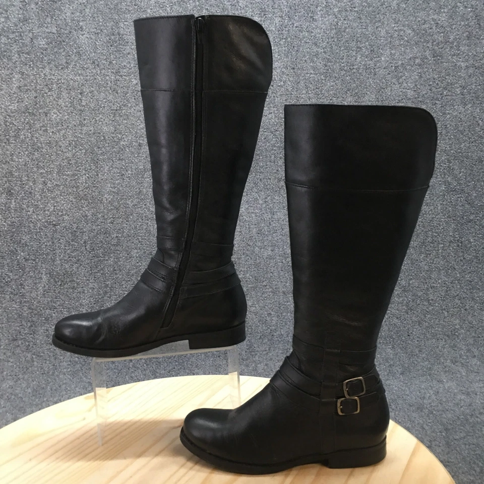 Botas Matisse para mujer 6 WC negras altas para montar cuero negro hasta la rodilla bloque informal Foto 2 de 4