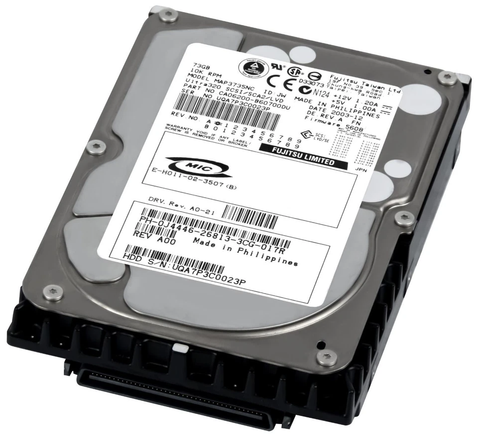 Hard Drive Dell 0J4446 J4446 73GB 10000U/Min 8MB SCSI U320 MAP3735NC 3.5'' Inch - Image 2 of 3