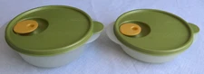 LN/NEW CrystalWave Microwave Set 2 Small Bowls 2.5 Cup, 1.75 Cup,Green Vent Lids