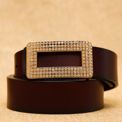 Women\'s Faux Leather Belt with Rhinestone Buckle for Jeans and Dresses belt bling bling faux leather belt jeans - Temu main image 2