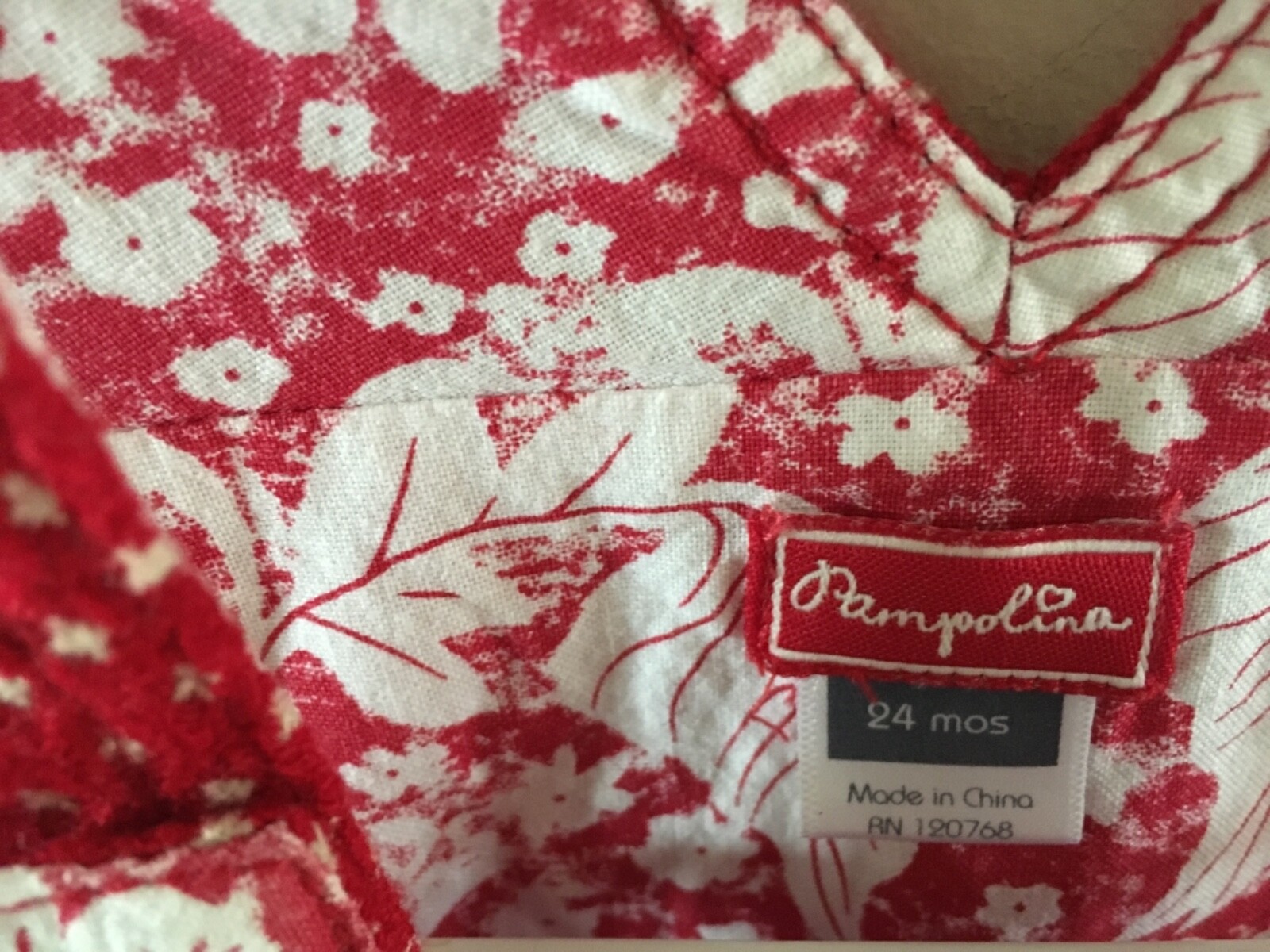 Pampolina Girls Holiday. Toddler 24 MO  Red & White Jumper with Toille Print EUC image 8
