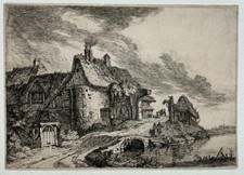Maison Roof Chaume ENGRAVING Eau Forte FRANZ EDMUND WEIROTTER XVIII�
