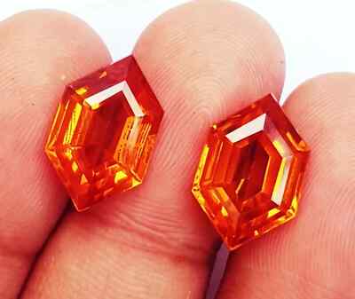 20 Ct+ 2 Pcs Loose Extremely Rare Natural Orange Sapphire Pair Gems Certified