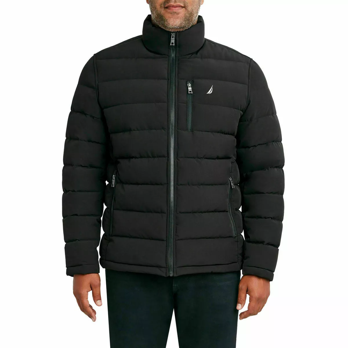 Nautica Men's Stretch Puffer Performance Jacket Water Resistant BLACK XXL