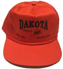 Vtg Dakota Trails Hat Selby South Dakota Baseball Cap Orange Trail Wagon Road SD