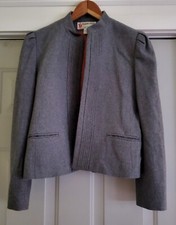 Vintage Peabody House Gray Wool Blend Short Open Front Jacket - Size 9/10