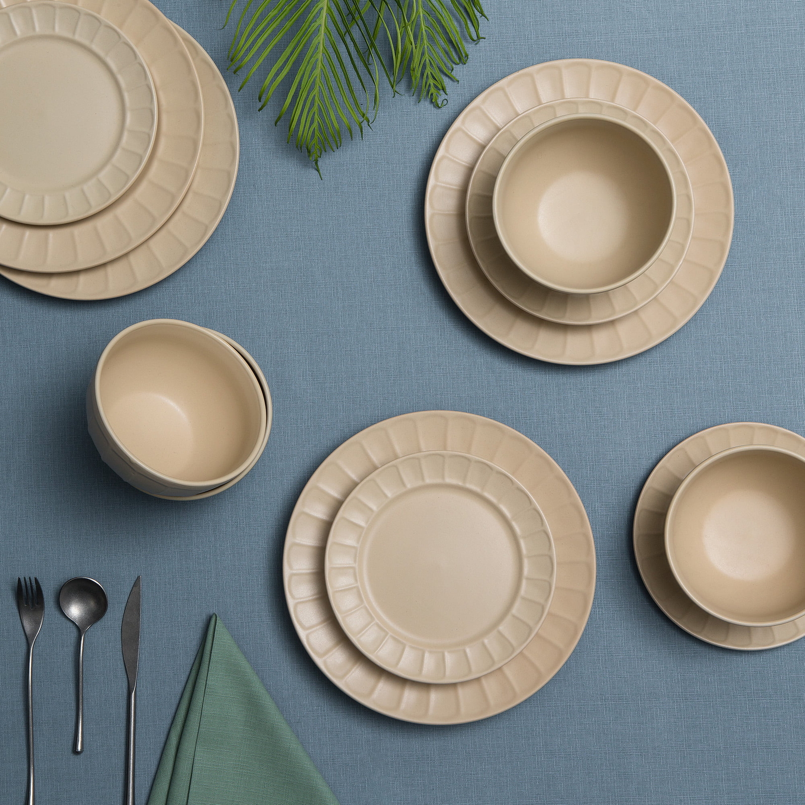 Sango Prima Stoneware Dinnerware Set 12piece Parchment Dishwasher Microwave Safe