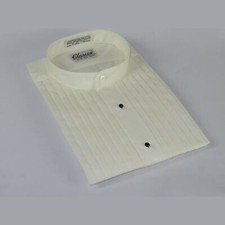 Men's Tuxedo shirt By Classix Banded Collarless Formal Pleated Front M06 Ivory