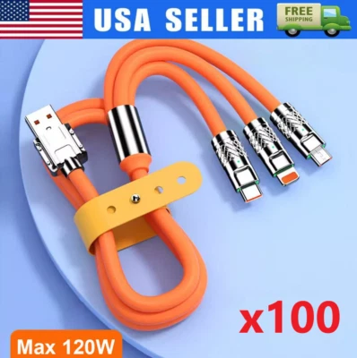 3 in 1 Fast Charging Cable Cell Phone Charger Cord For iPhone Type C Micro LOT - Image 1 of 4