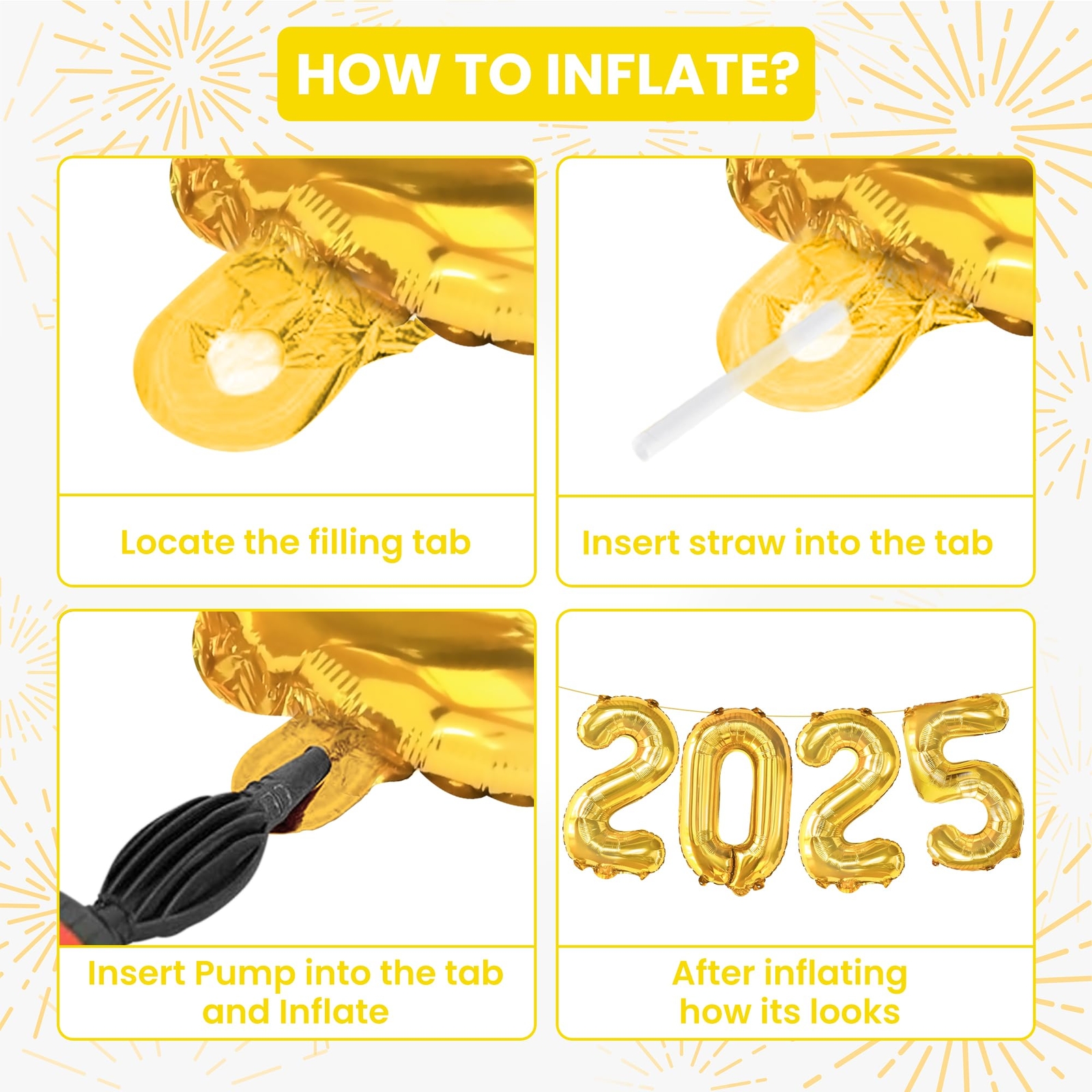 KatchOn Gold 2025 Balloons New Year - 16 Inch | Happy New Year Decorations 20...