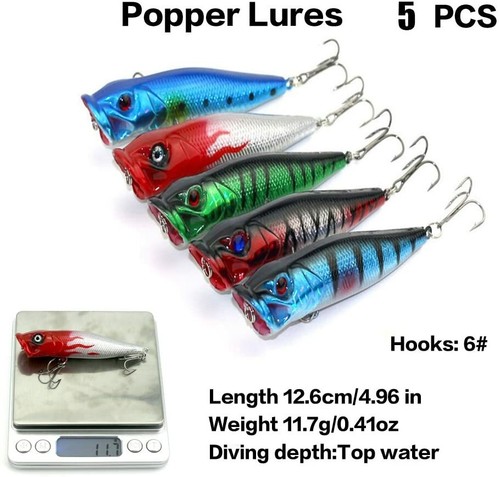 Bass Fishing Lures Tackle Kit Minnow Popper VIB Crankbait Saltwater Freshwater - Picture 22 of 27