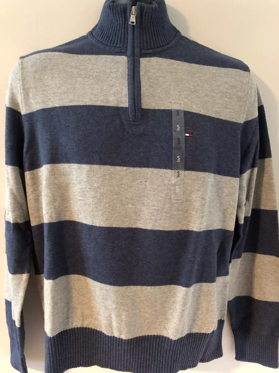 Men's Tommy Hilfiger Men's turtleneck in grey/navy stripes Size S | eBay