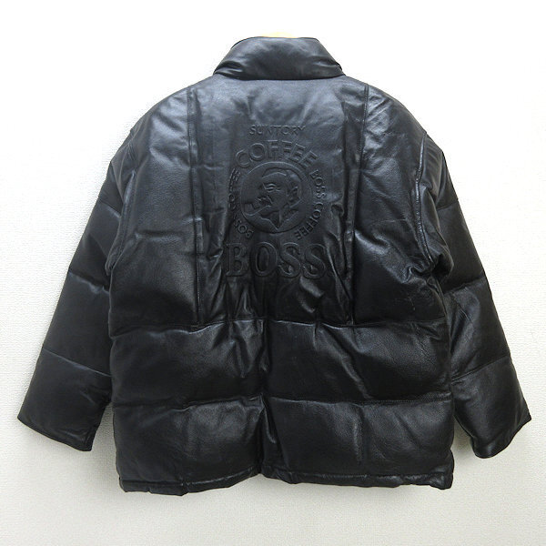 Q Rare Suntory Boss / BOSS genuine leather down jacket Black 
