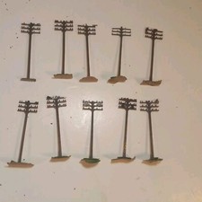 Vintage Lot of 10 Telephone Poles For Model Train HO Scale Brown