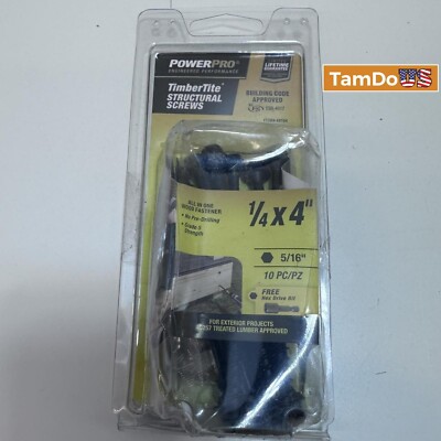 Hillman Power Pro 49104 TimberTite Structural Screws (1/4'' x 4'') - 10 pc