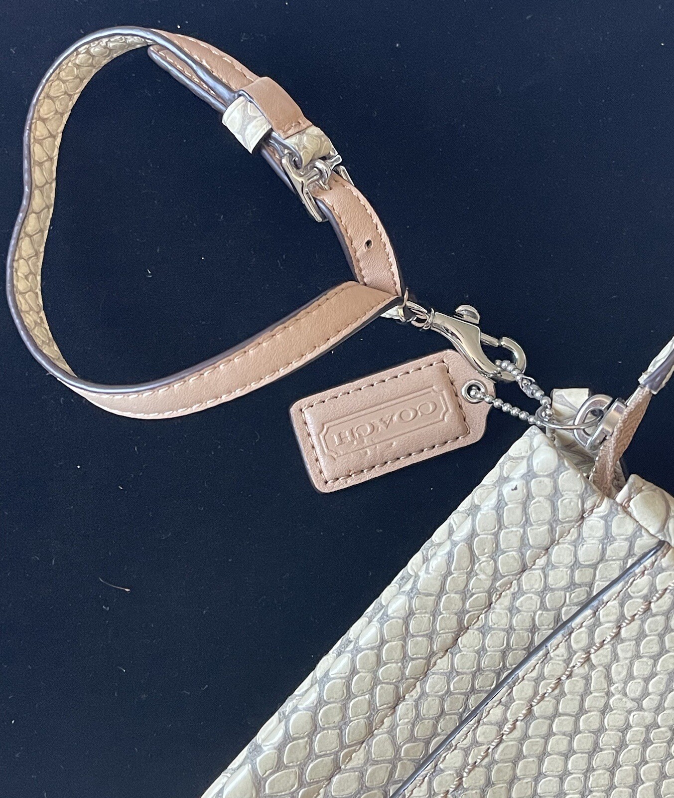 COACH Beige Leather Python Stamped Medium Clutch … - image 8