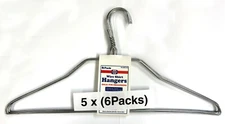 5 X (6 Pack) Silver Color Metal Wire Clothes Shirt Hangers 16" 13G Total 30 Pcs