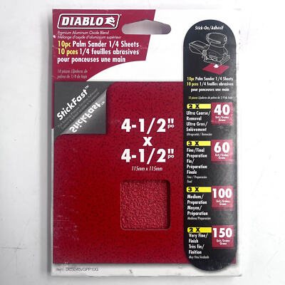 Diablo DCS045VGPP10G 4-1/2in x 4-1/2in 10-pack Assorted Grit Sanding Sheets