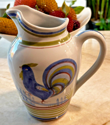 Henriot Quimper Le Coq Prestigieux Rooster Pitcher French Country: CHARMING!