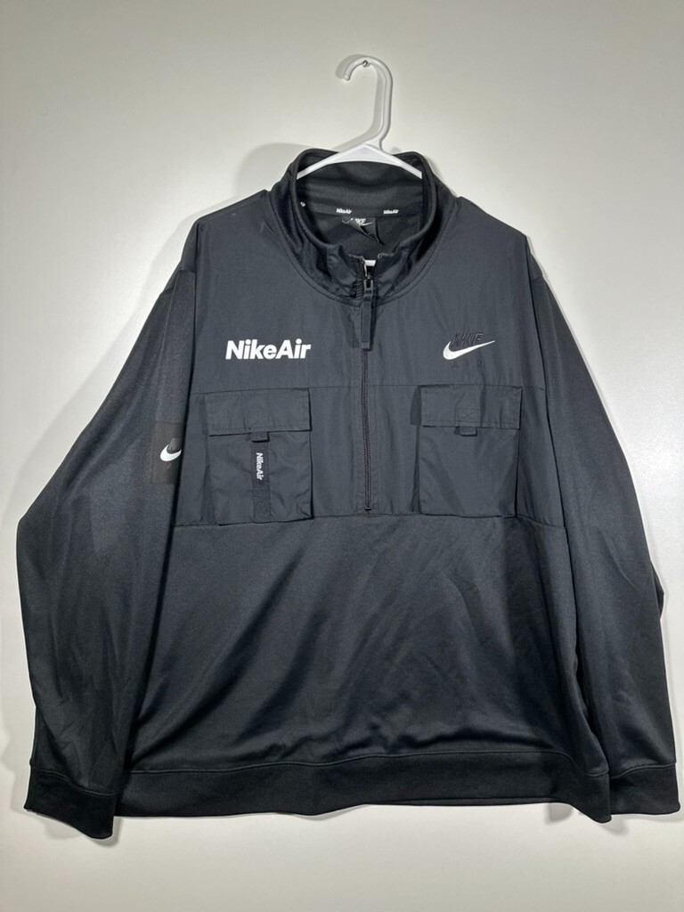 SACAI X NIKE Nike Air mezza zip cargo giacca tecnica pullover nero uomo taglia XXL CU4168 380