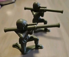 2 Tim Mee Toys -  4" - Green Army Man - Toy Soldier - Bazooka - Made In USA