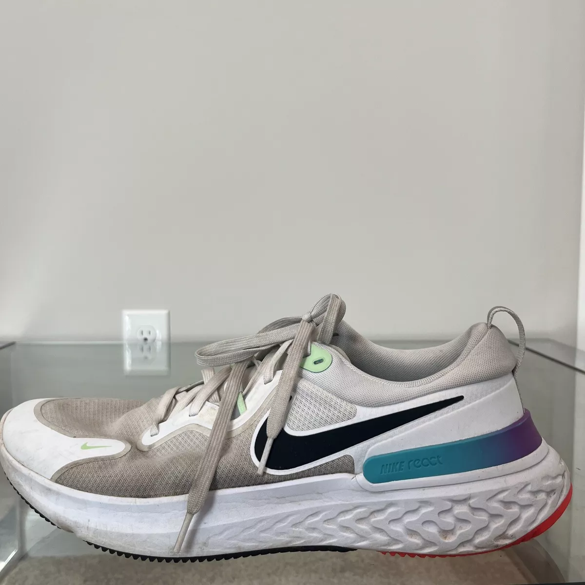 Nike React Miler Ombre White Multicolor Running Shoes CW1777 102 Mens Sz 14 GUC