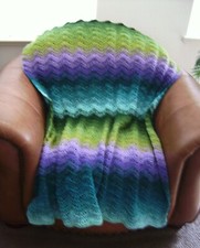 NEW HAND CROCHET GREEN PURPLE TURQUOISE MULTI COLOR AFGHAN LAP BLANKET THROW