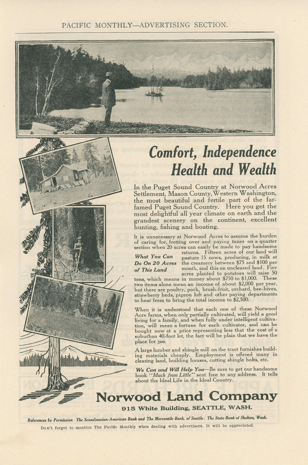 1911 Seattle Land Sale Ad Norwood Acres Puget Sound Mason County Real Estate eBay