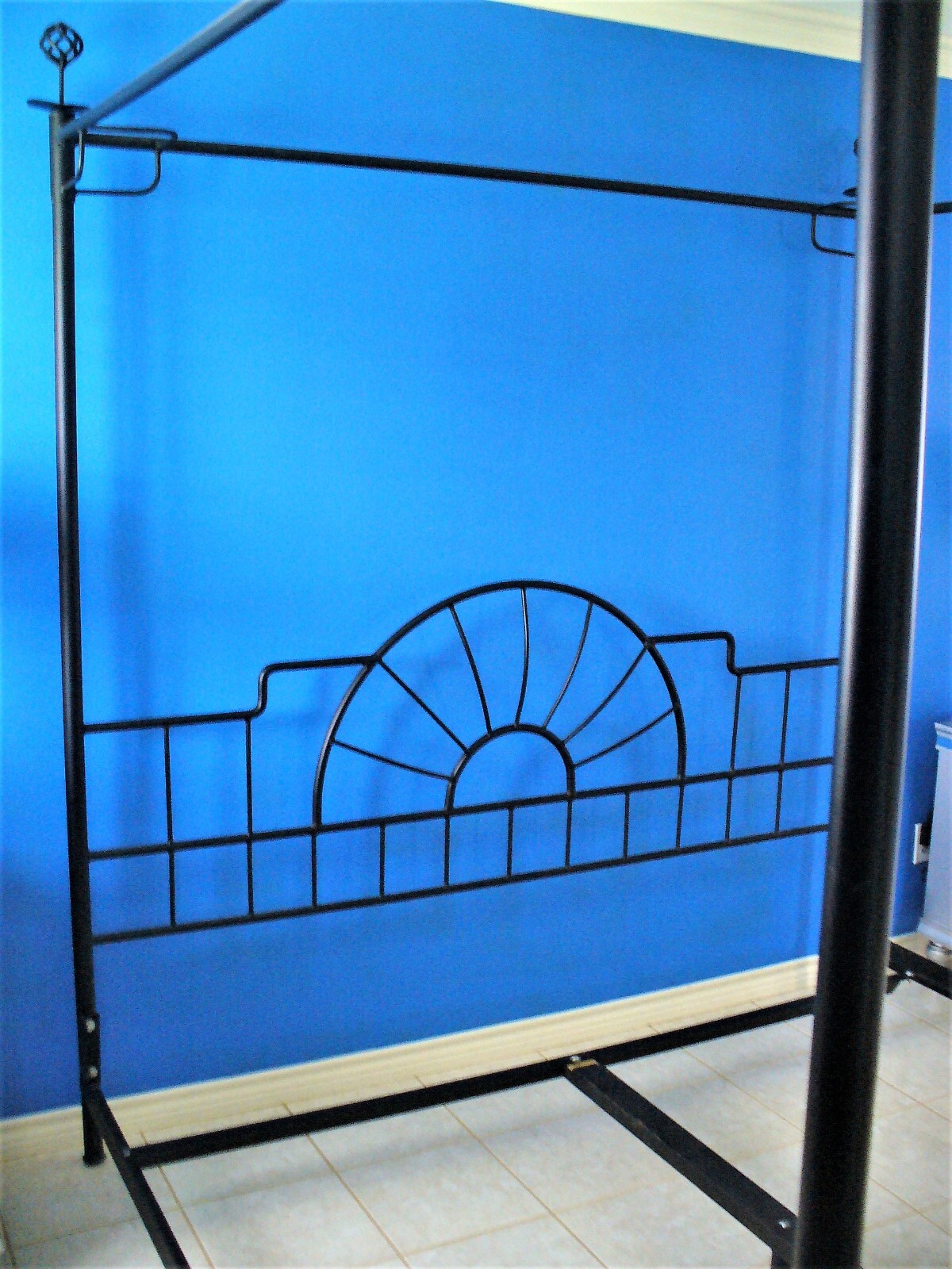 Matte Black Wrought Iron Metal King Size Canopy Bed Frame & Bench eBay