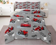 Kid Comforter Set Size,Racing Car Bedding Set for Boys Girls Teen Twin A-car01