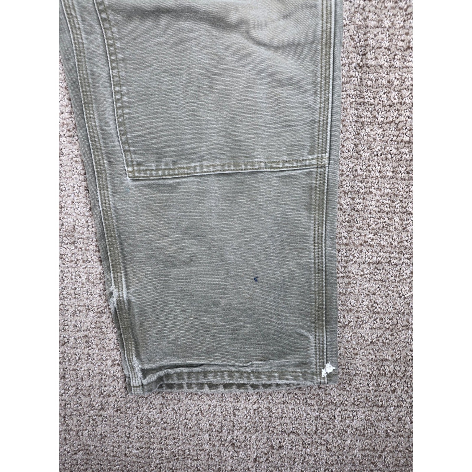 Carhartt B01 Mos Moss Green Double Knees Mens Pants Carpenter Canvas Distressed thumbnail 8