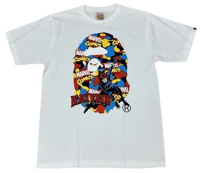 Bape x Marvel Black Widow Ape Head T-Shirt Size L Larger Bathing Shark White