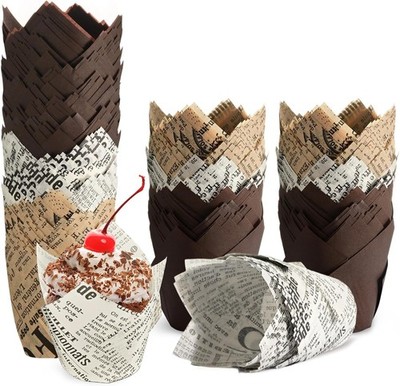 200 Stück Muffinförmchen Papier, Tulpe Muffins Papierförmchen, Natürliches Ungeb
