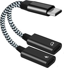 Dual USB C Splitter for Audio  Charging: Ideal for Samsung and Google Devices