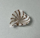 MURANO Vintage Italy Art Glass Latticino Ribbon Glittery Copper White Bowl Dish