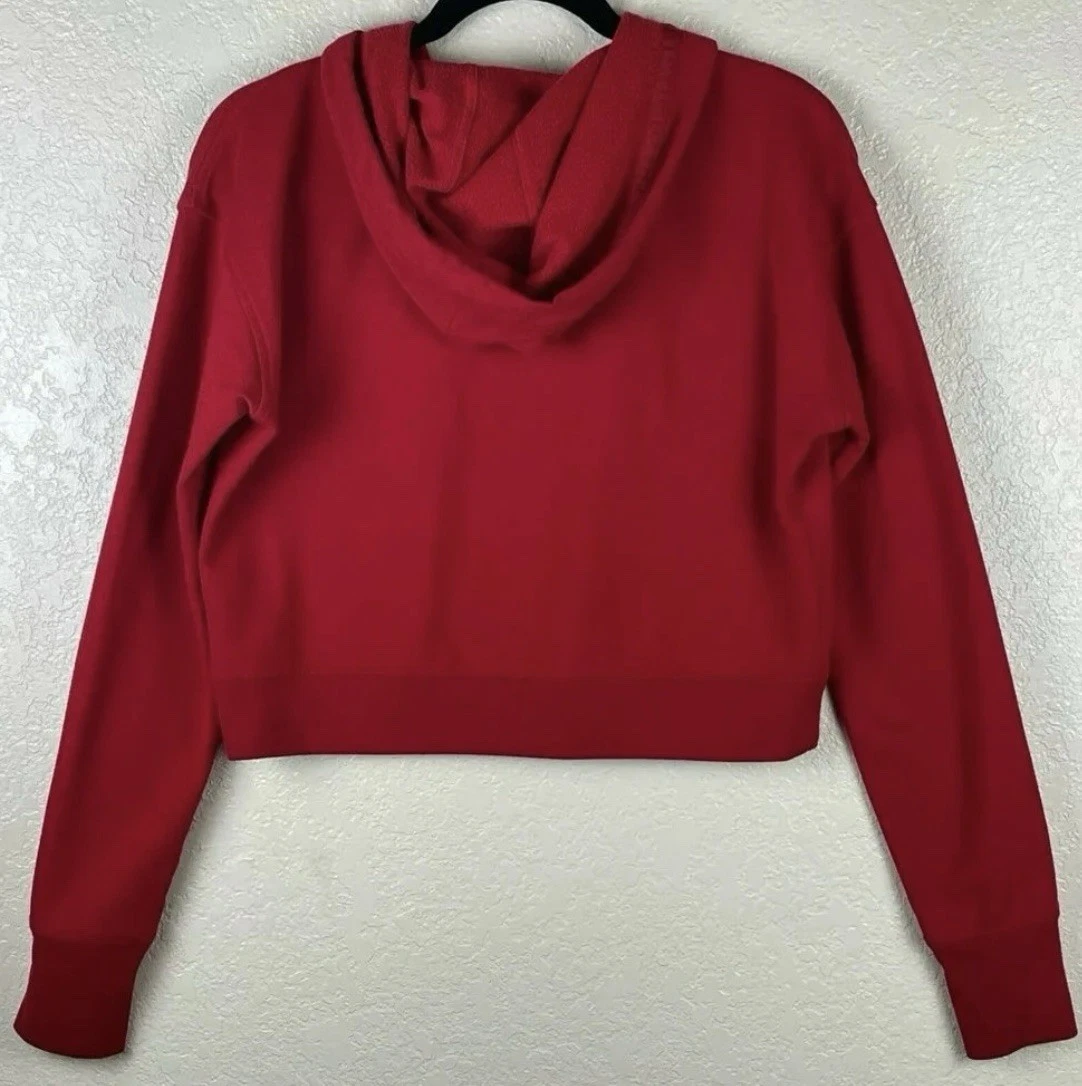 UNDERCOVER Victoria Sport Felpa con Cappuccio Donna Tg S Pullover Coulisse Manica Lunga Foro Pollice Rosso