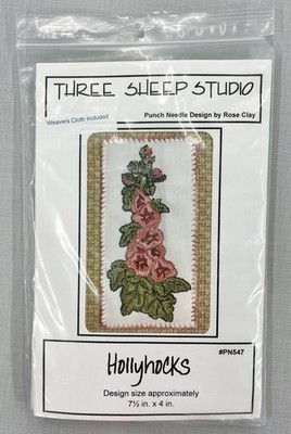 Three Sheep Studio  Hollyhocks #547  Punch Needle Embroidery Pattern Kit + Floss