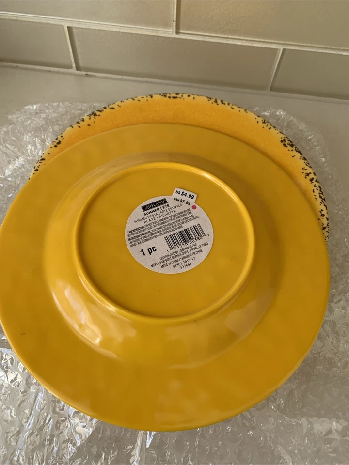 Ashland Summer Fiesta Plates Yellow 2 NEW Luncheon Snack Unbreakable Picnic 8.5” - Image 3 of 4