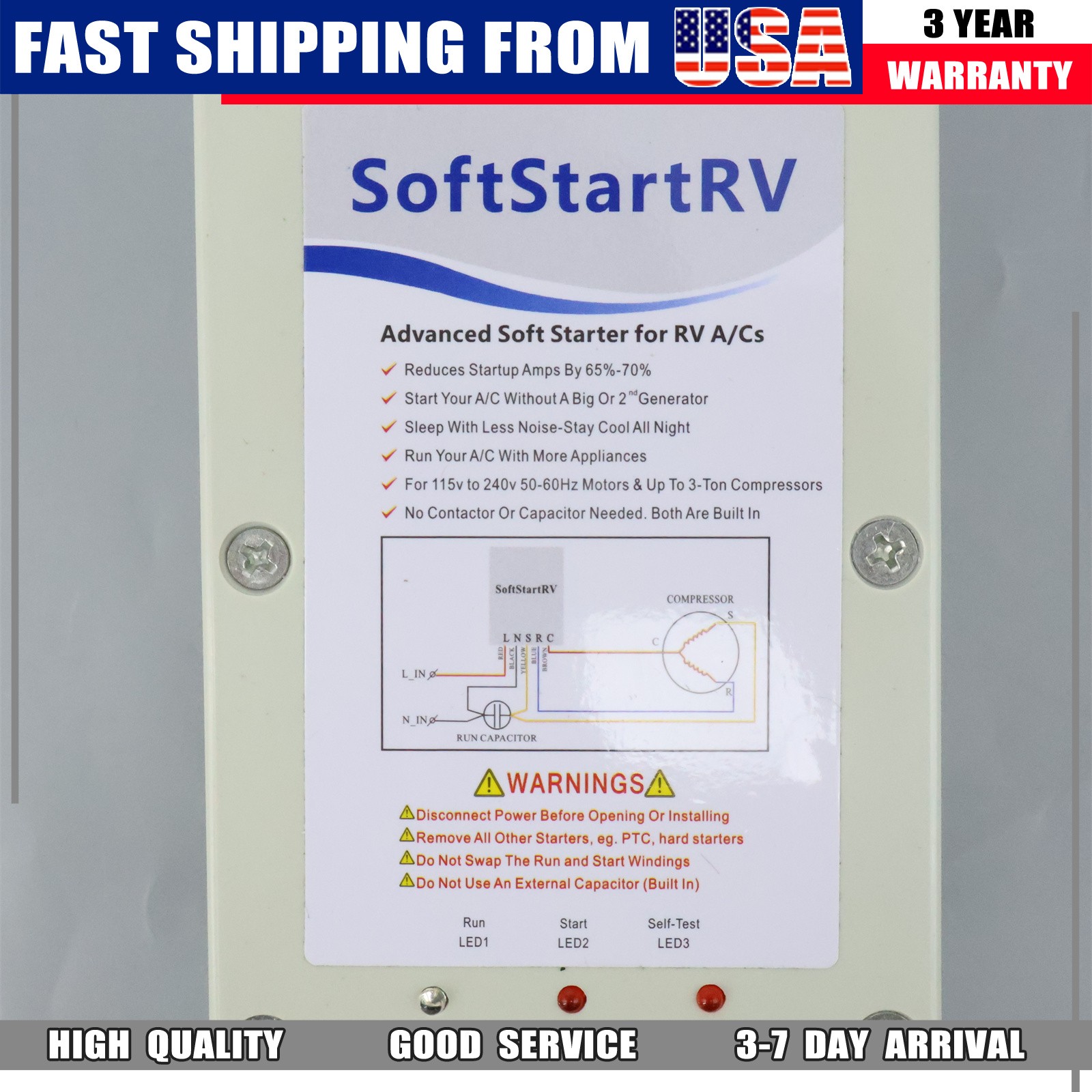 New Soft Start Kit Air Conditioner Setup RV A/C Starter For SSRV3T 110 Volts