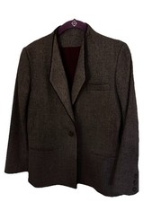Womens Wool Poly 3 Piece Tweed Brown Suit OLEG CASSINI Sz 10 Skirt Pant VTG