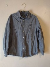 Chaps Mens L Large Custom Fit Long Sleeve Dress Shirt Black Plaid Button