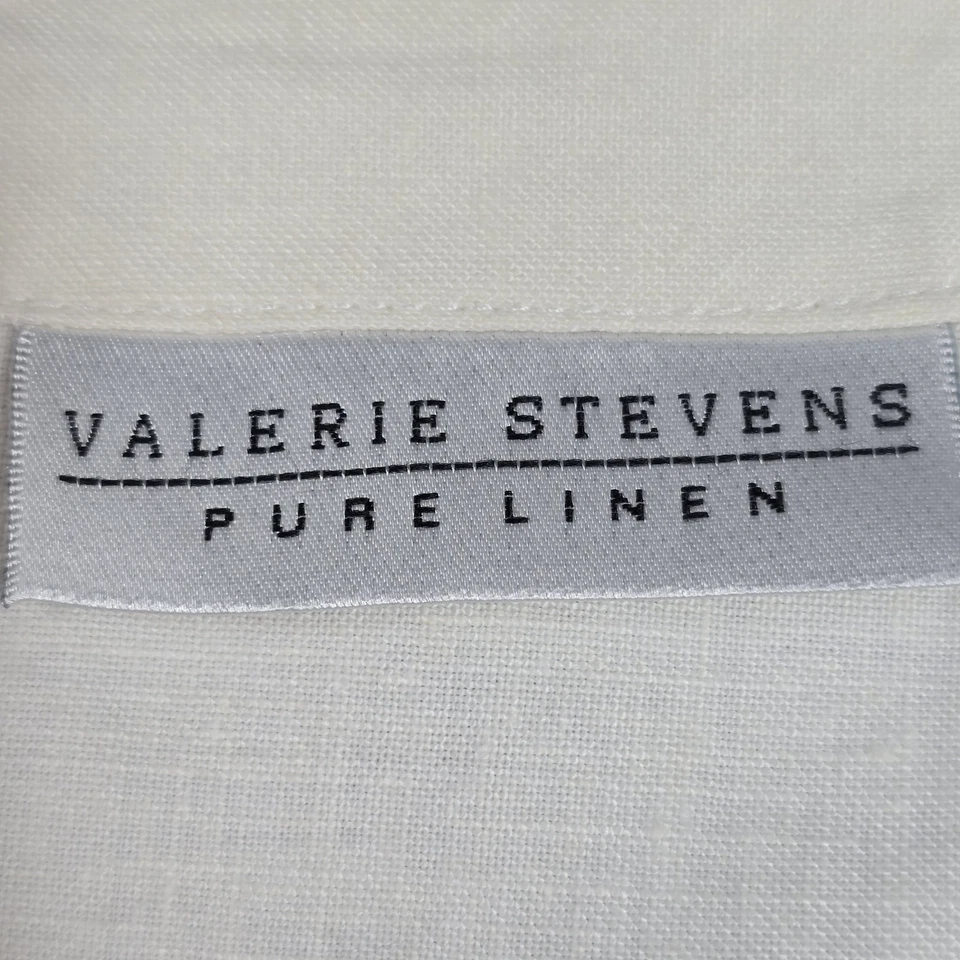 Blusa boho vintage Valerie Stevens para mujer de lino con botones talla 10 M beige crema  Foto 4 de 4