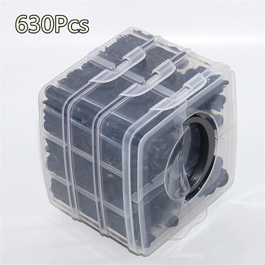 Juego de 630 piezas de sujetadores automáticos de plástico negro piezas de reparación clip para parachoques de guardabarros de coche Foto 3 de 4