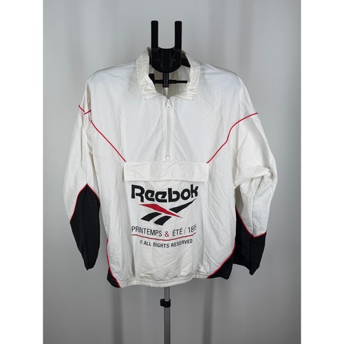 Reebok, Reebok Vintage Printemps Ete 1895 Half Zip Windbreaker White Black Red M