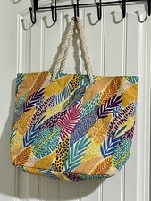 Tropical Themed Oversized Canvas Beach Tote / Shopping Bag With Rope Handles